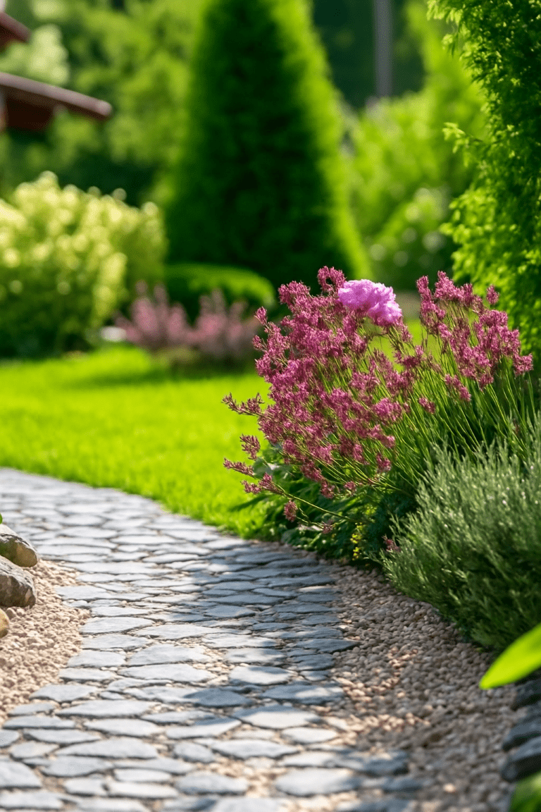 Gartenweg mit Natursteinpflaster